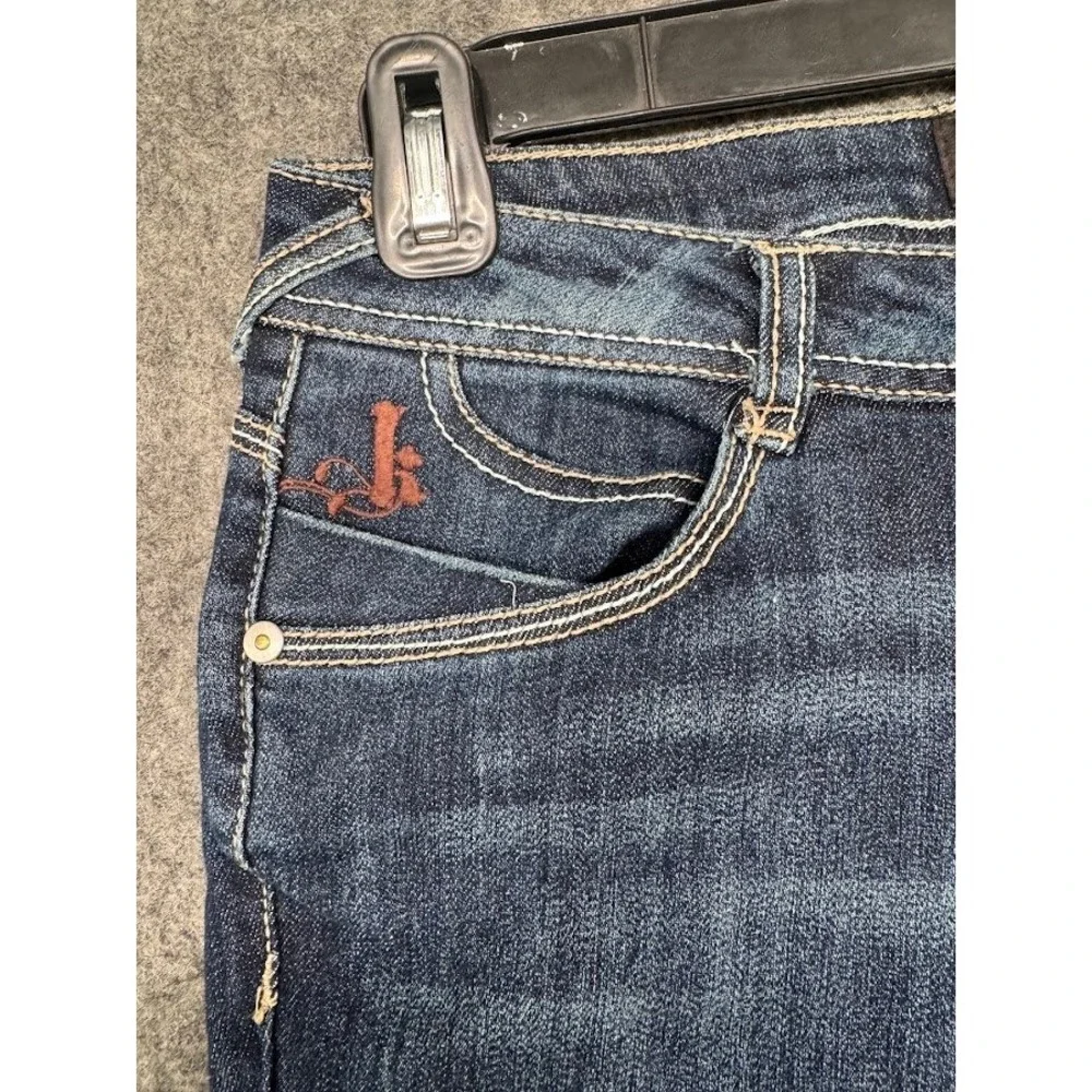 Kouture by Kimora Women Dark Wash Bootcut Jeans Y2K Low Rise Size S Embroidered‎